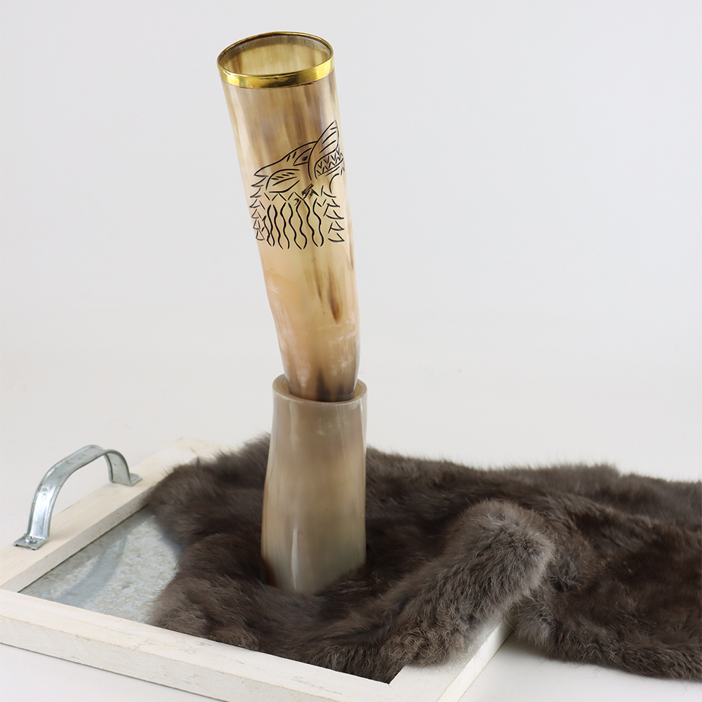 Viking Drink Hoorn Goud + Stand - Afbeelding 6