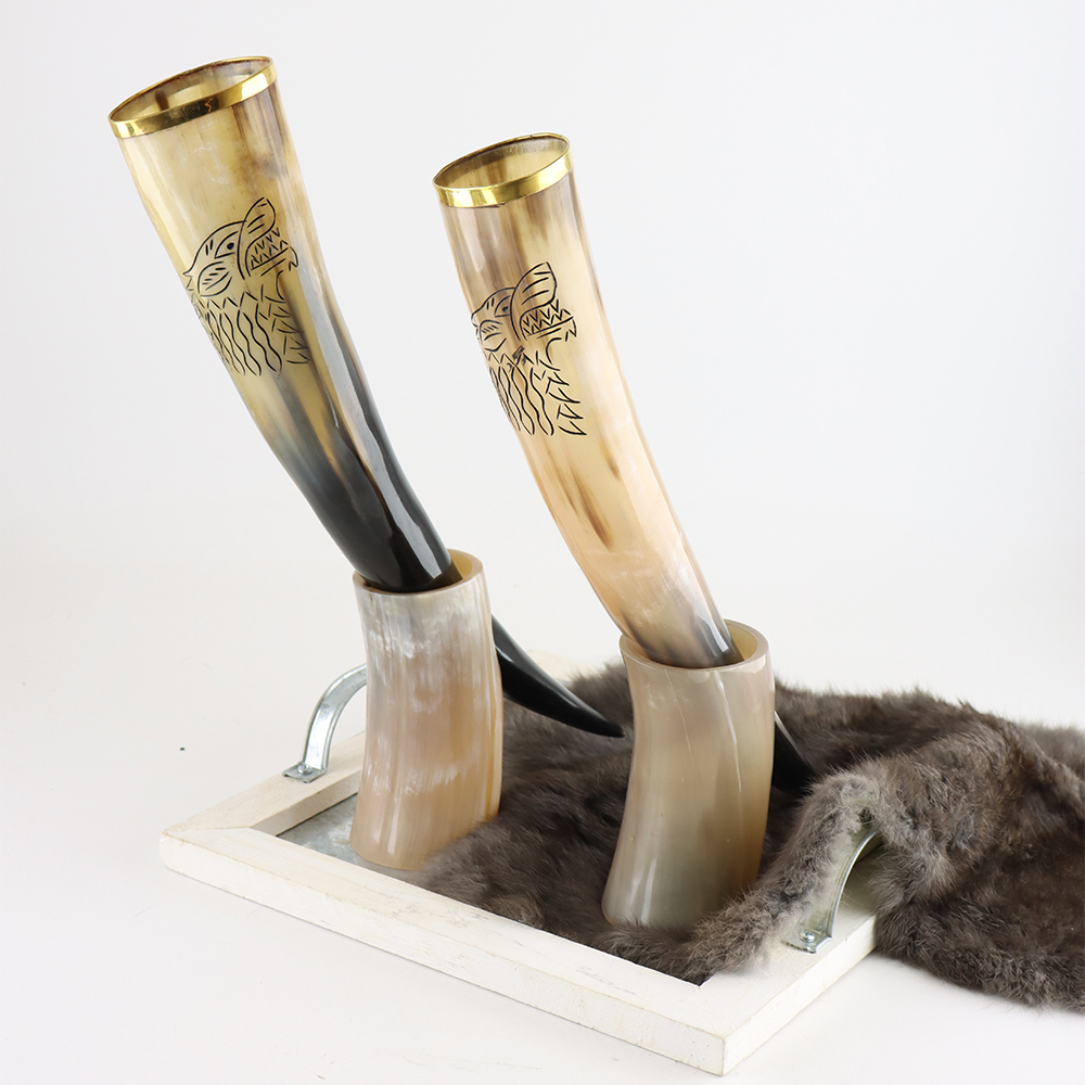 Viking Drink Hoorn Goud + Stand - Afbeelding 4