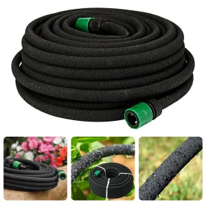 Cheqo® Flexibele Hydraterende Druppelslang 15m - Druppelslang - Druppelsystemen - Zweetslang - Bewatering - Bewateringssysteem - Druppelsysteem - Irrigatie set - Sproeislang - Waterbesparend - Met 2 Koppelstukken - Boven- & Ondergronds Gebruik