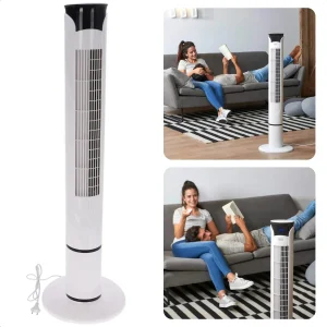 Cheqo® Torenventilator met Afstandsbediening - Ventilator - Fan - 100cm - 45W - 150cm snoer - Oscillatiefunctie - Digitale Display - 3 Snelheden - 3 Variabele Standen - Timerfunctie
