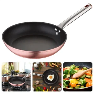 Cheqo® Koekenpan - Ø20 cm - Rose Gold - RVS Handgreep - Harde Marmeren Deklaag - PFOA-Vrij - Gesmeed Aluminium - Voor Alle Warmtebronnen - Anti-Aanbaklaag - Vaatwasserbestendig - Inductie