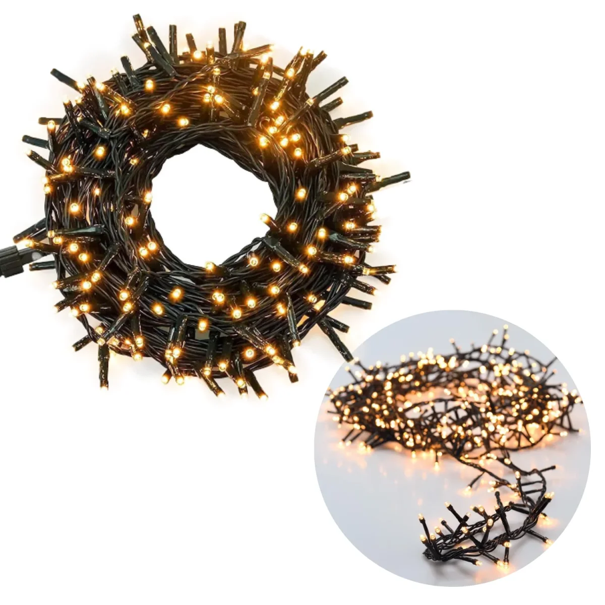 Cheqo® Kerstboomverlichting - Micro Clusterverlichting - Kerstlampjes - Led Verlichting - Kerstverlichting voor Binnen en Buiten - 1500 LED's - 30 Meter - Extra Warm Wit