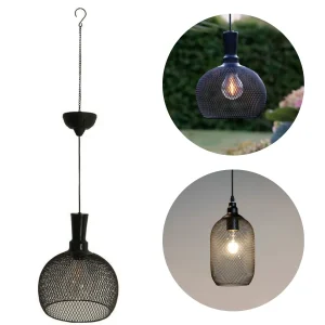 Cheqo® Buitenlamp - Hanglamp Solar - Tuinlamp op Zonne-Energie - Buitenlamp Zonne Energie - LED - ø18cm - 45cm Hoog - Metaal