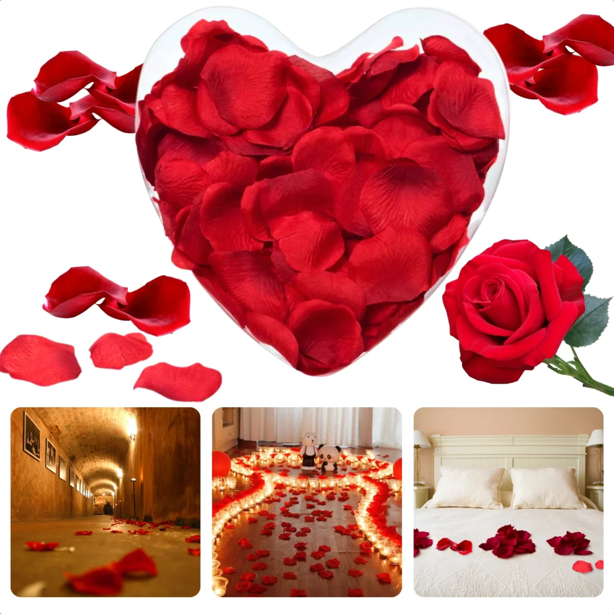 Cheqo® Hartvormige Rozenblaadjes - Roze Rozenblaadjes - Romantisch Geschenk Valentijnsdag - Valentijn Decoratie - Kunststof - Afbeelding 2
