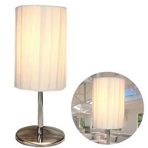 Cheqo® Luxe Tafellamp - Bedlamp - Lamp - Sfeerverlichting - Ronde Kap - ø10cm - 25cm Hoog - Adapter - Witte Kap