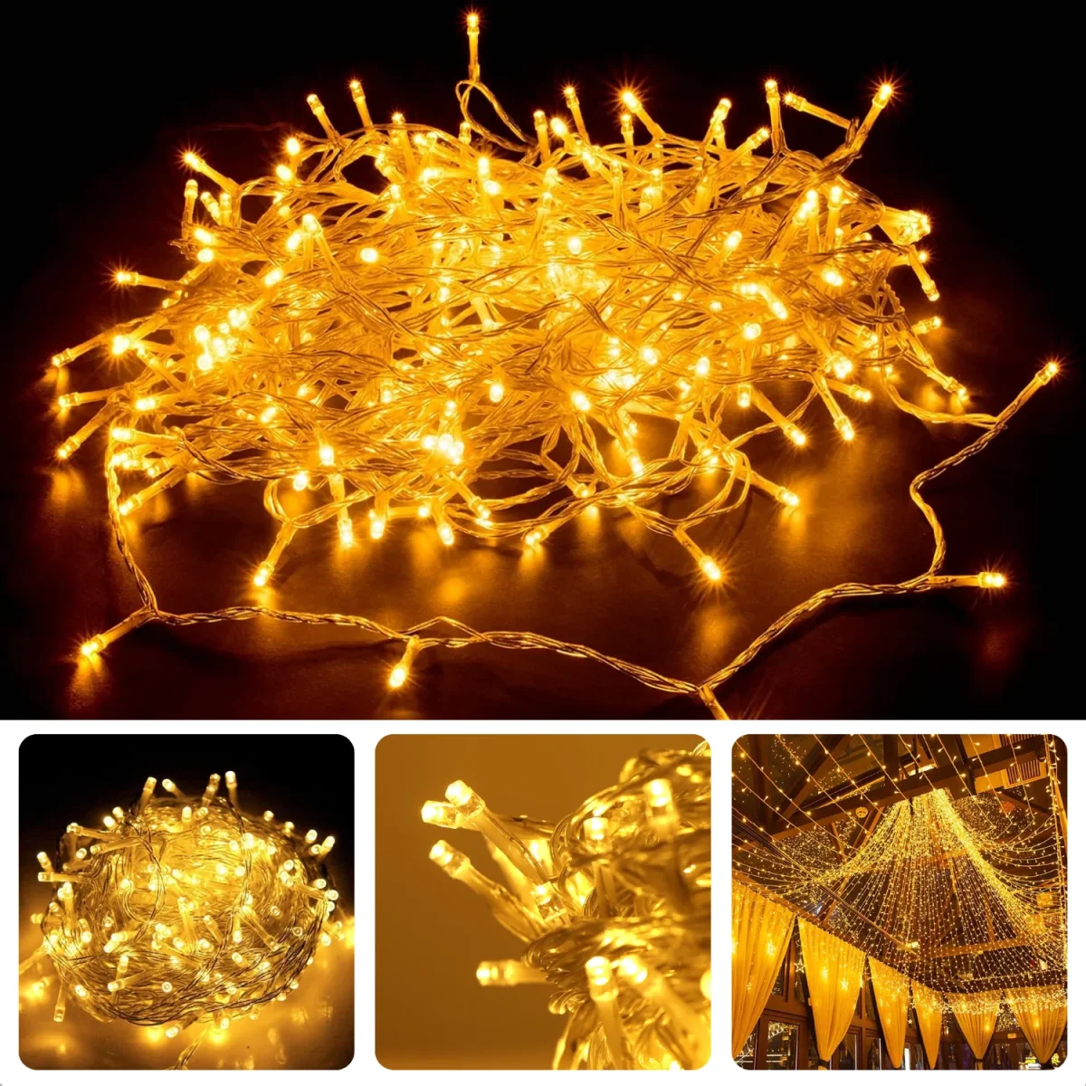 Cheqo® Kerstverlichting - Kerstboomverlichting - Kerstlampjes - Warm Wit - 6 Meter - Transparant Snoer - Voor Binnen en Buiten