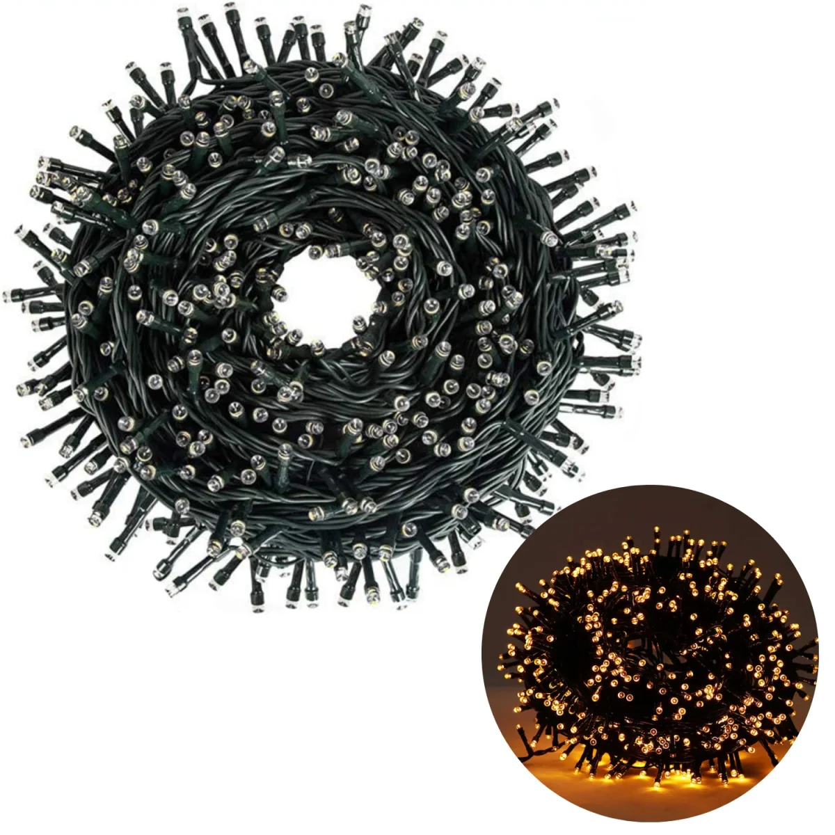 Cheqo® Kerstboomverlichting - Micro Clusterverlichting - Kerstlampjes - Led Verlichting - Kerstverlichting voor Binnen en Buiten - 400 LED - 8m - Met Timer en dimmer - Extra Warm Wit