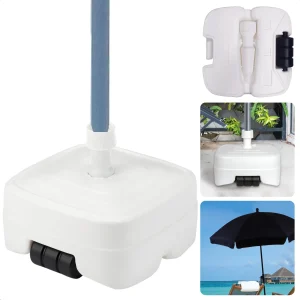 Cheqo® Parasolvoet - Vulbaar 45L - Verrijdbaar - Stevige Kunststof Parasolstandaard - Verrijdbaar - Geschikt voor 33-50 mm - Wit