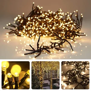 Cheqo® Kerstverlichting - Kerstboomverlichting - Kerstlampjes - Clusterverlichting LED - 192 Lampjes - Timer & Lichtfuncties - 1.4M - Extra Warm Wit