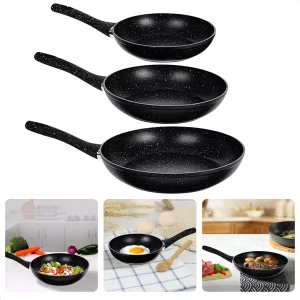 Cheqo® Luxe Koekenpanset - 3-delige Set - Koekenpan - Nonstick - Soft-touch Handgrepen - Voor Alle Warmtebronnen - 20-24-28 cm - Optimale Warmteverdeling - Graniet Coating - PFOA Vrij - Bakpan - Pannenset - Braadpan - Lange Levensduur