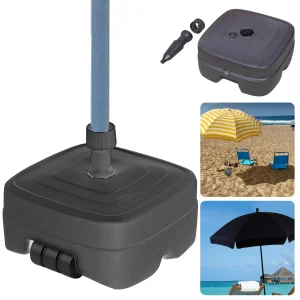 Cheqo® Parasolvoet - Vulbaar 45L - Verrijdbaar - Stevige Kunststof Parasolstandaard - Verrijdbaar - Geschikt voor 33-50 mm - Zwart