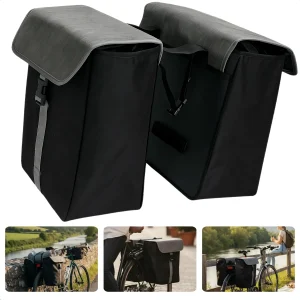 Cheqo® Dubbele Fietstas - 40 Liter Fietstas - Zwarte Fietstas - Fiets Tas