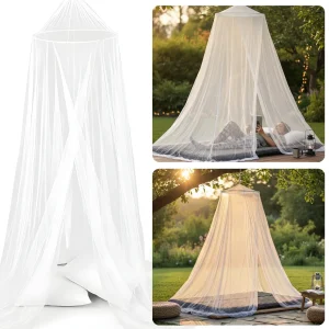 Cheqo® Klamboe 1 Persoons - Muskietennet 1 Persoons - Muggennet 1 Persoons - Reisklamboe 1 Persoons - Klamboe Voor Op Reis - Klamboe Voor Thuis - Klamboe Wit - Ronde Klamboe - Klamboe Bed