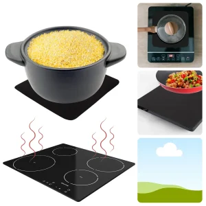 Cheqo® Vierkante Inductie Beschermer - Inductie Mat - 25x25cm - Siliconen - Afdekplaat voor Kookplaat - Zwart - Vierkant - Ophanghaakje - Antislip - Hittebestendig