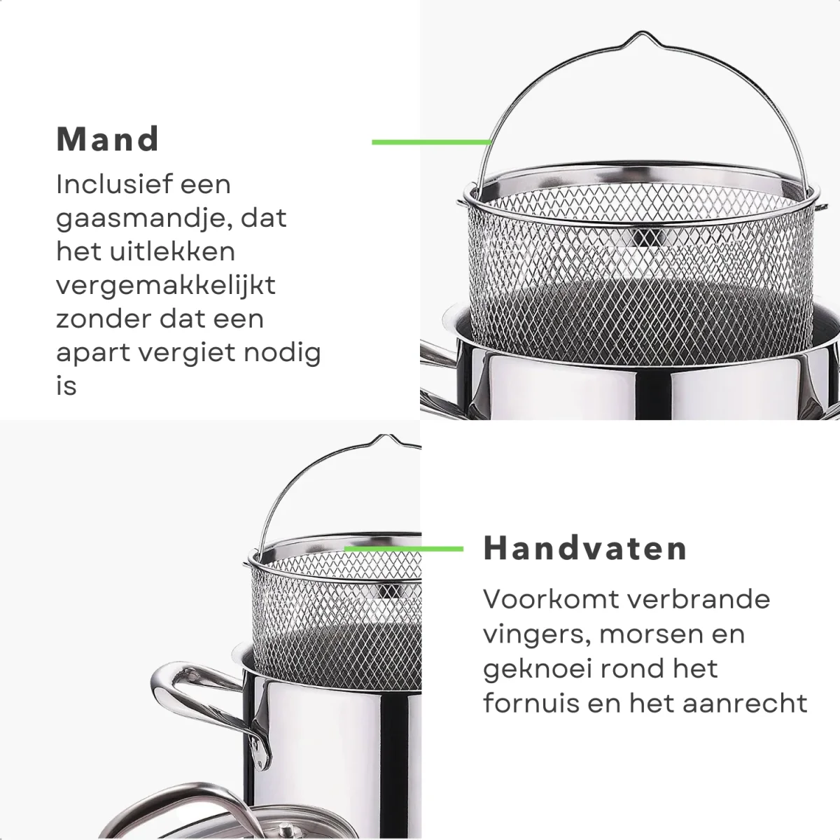 Cheqo® Aspergepan met Deksel - Pastapan - Aspergekoker - Pastakoker - Alle Warmtebronnen - Ook voor Inductie - 4.2 Liter - ø16cm - Afbeelding 4