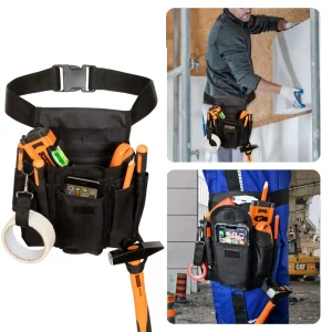 Cheqo® Gereedschapsgordel met Telefoonhouder - Gereedschapsriem - 600D Polyester - 21x20x6cm - Verstelbare Riem - Klittenband - Hamerhouder