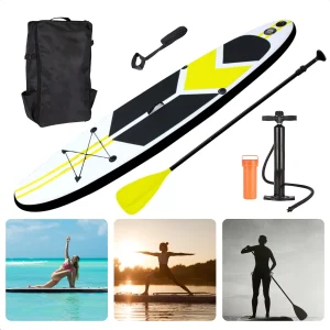 Cheqo® Complete SUP-Set - Opblaasbaar SUP Board - Stand Up Paddle Board - 320cm - 150kg - Double Layer - EVA Anti-Slip - Peddel - Handpomp - Surf Leash - Reparatiekit - 12kg - Lime