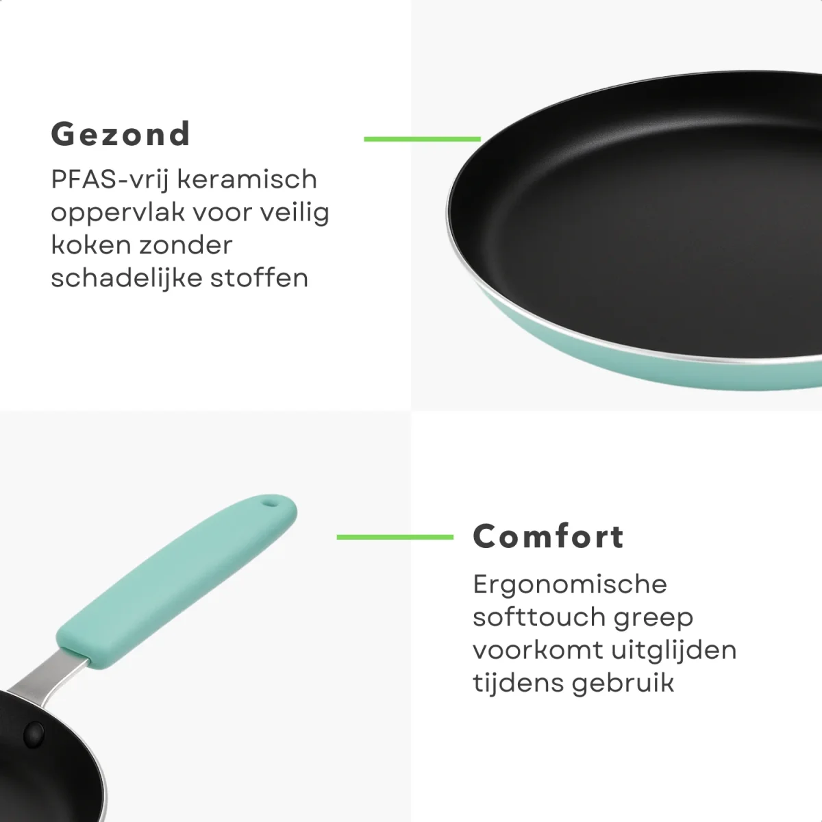 Cheqo® Pannenkoekenpan 24 cm - Koekenpan - Pan - Pan voor Pannenkoeken - PFAS Vrij - Keramisch - Inductie Geschikt - Aluminium - Afbeelding 4