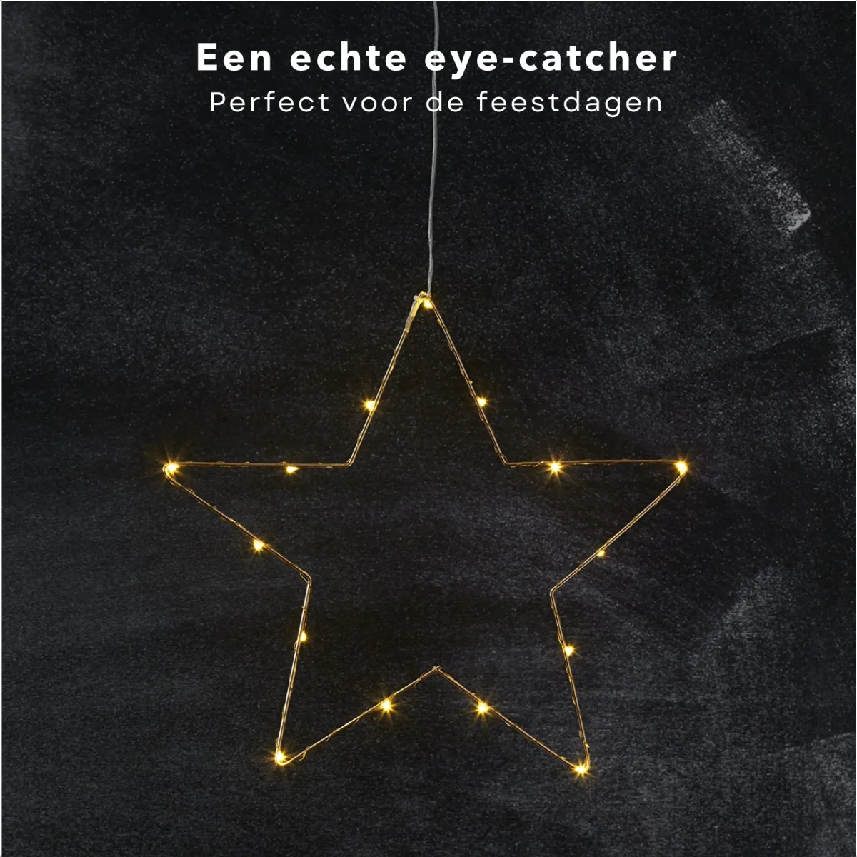 Cheqo® Kerstverlichting Ster - Kerstdecoratie - Kerstversiering - Kerstlampjes - Kerstster - 25 LEDs - Warm Wit - 45cm - Afbeelding 5