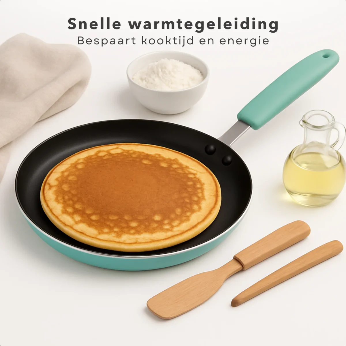 Cheqo® Pannenkoekenpan 24 cm - Koekenpan - Pan - Pan voor Pannenkoeken - PFAS Vrij - Keramisch - Inductie Geschikt - Aluminium - Afbeelding 5