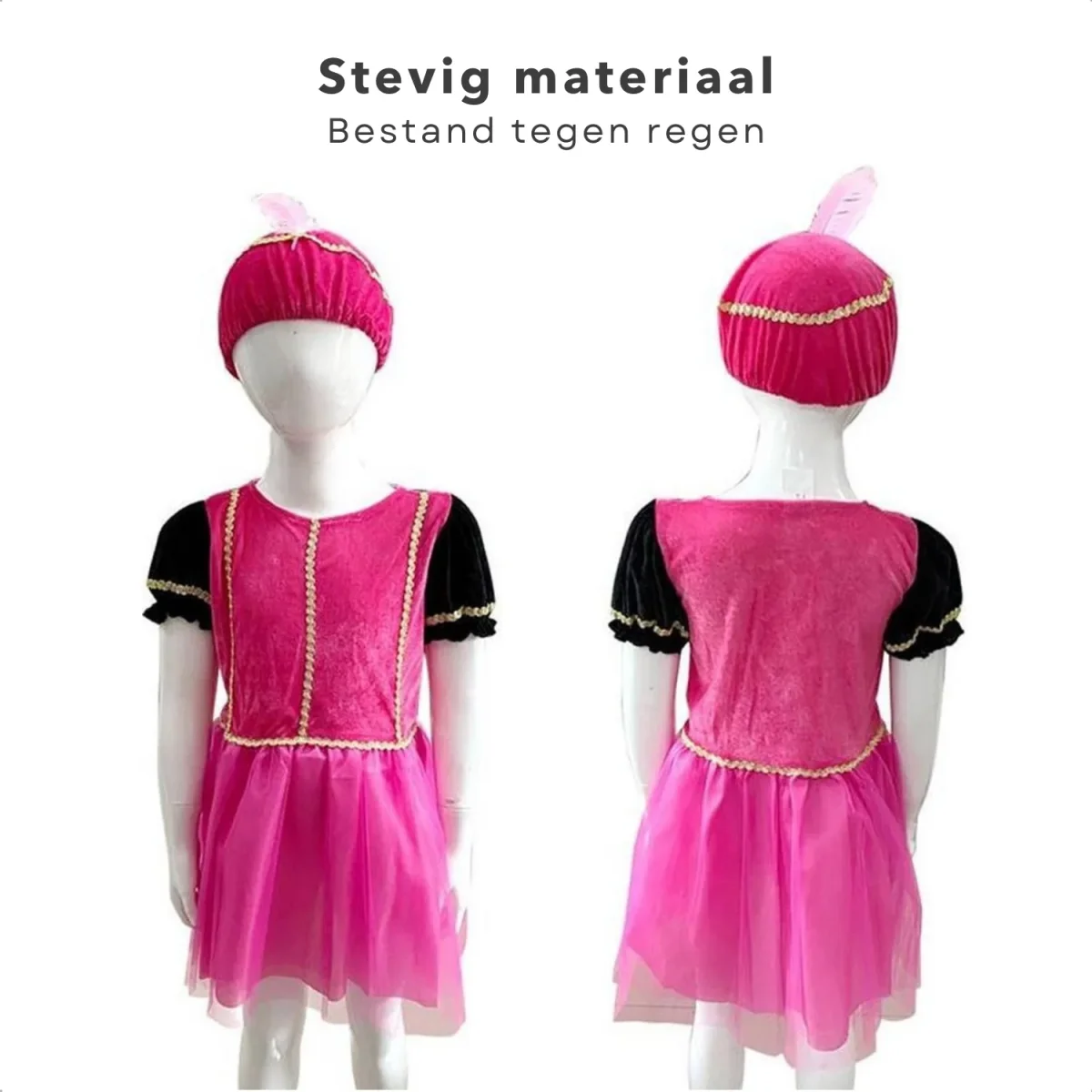 Cheqo® Pietenpak met Pietenjurk - Pieten Pak - Roze Paars Kostuum - Verkleedkleding 3-5 Jaar - Perfect voor Sinterklaas - Afbeelding 5