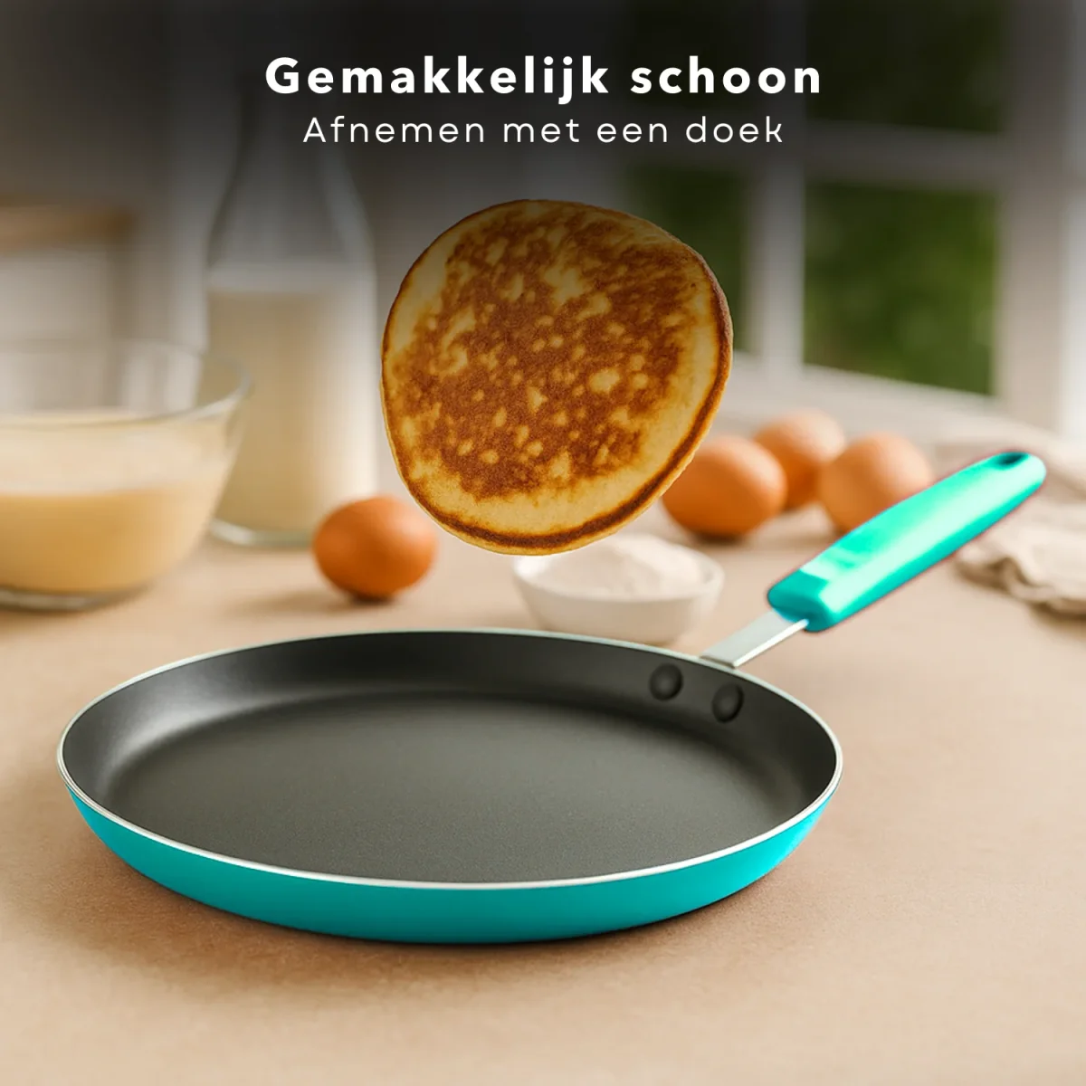 Cheqo® Pannenkoekenpan 24 cm - Koekenpan - Pan - Pan voor Pannenkoeken - PFAS Vrij - Keramisch - Inductie Geschikt - Aluminium - Afbeelding 6