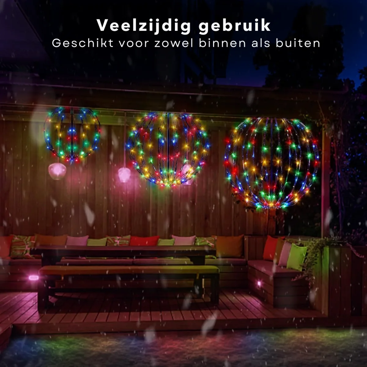Cheqo® RGB Lichtbol - 40 cm Kerstverlichting Bal - 168 LED's - Metalen Frame - Kerstlampjes voor Buiten - Buitenverlichting - Afbeelding 6
