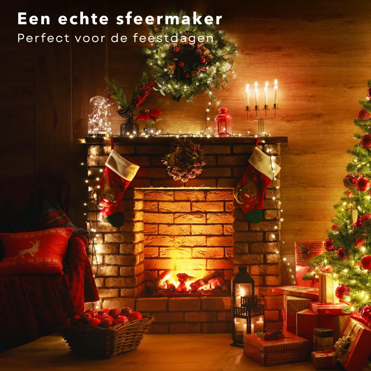 Cheqo® Kerstboomverlichting - Micro Clusterverlichting - Kerstlampjes - Led Verlichting - Kerstverlichting voor Binnen en Buiten - 400 LED - 8m - Met Timer en dimmer - Extra Warm Wit - Afbeelding 6