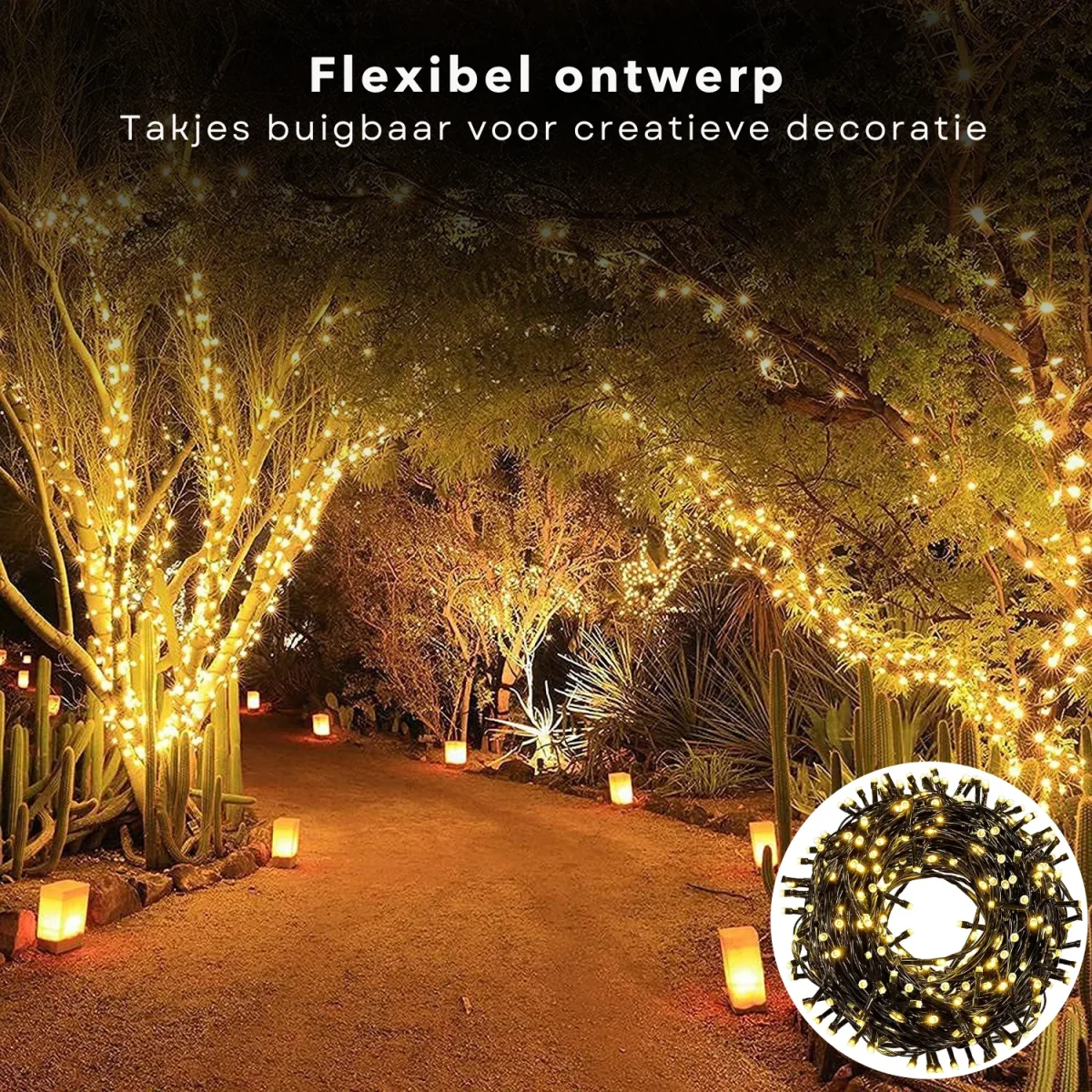 Cheqo® Clusterverlichting LED - Kerstboomverlichting - Kerstverlichting - Kerstlampjes - 768 Lampjes - 5.5M - Extra Warm Wit - Timer & Lichtfuncties - Afbeelding 6