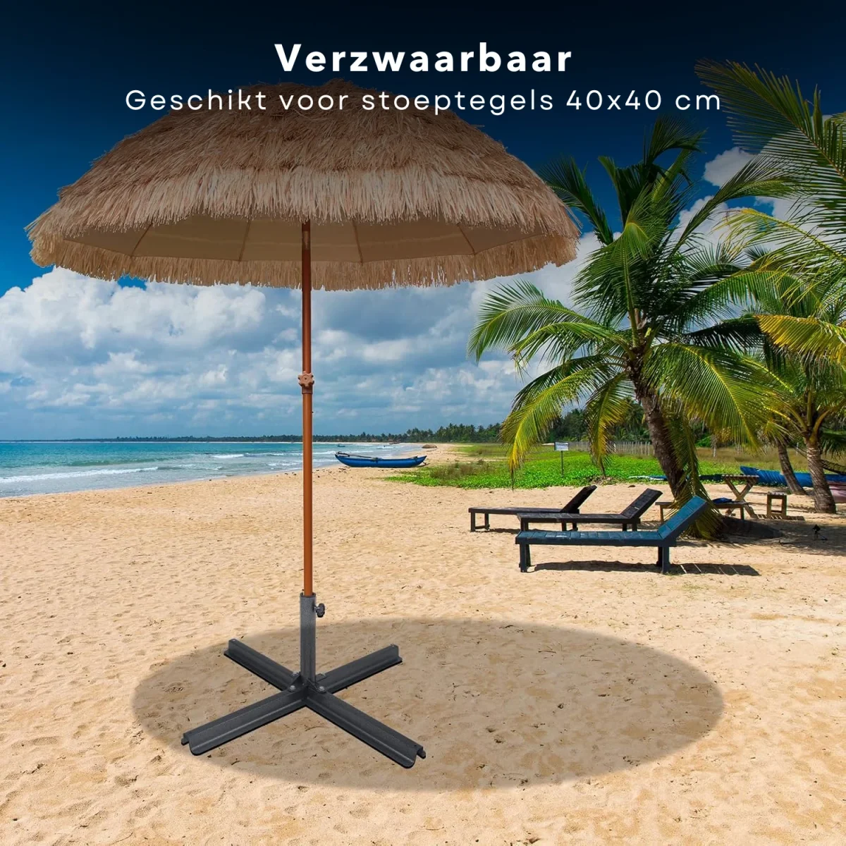 Cheqo® Parasolvoet Metaal - Verstelbare Kruisvoet Standaard - Geschikt voor Grote Parasols - 80x80 cm - Staal - Afbeelding 7