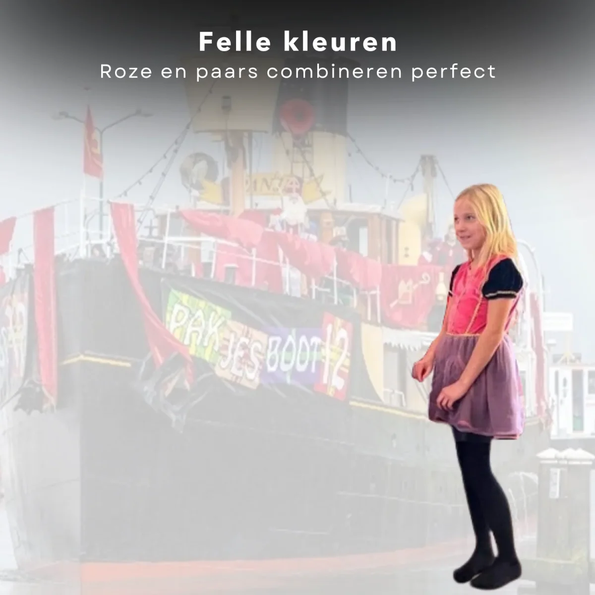 Cheqo® Pietenpak met Pietenjurk - Pieten Pak - Roze Paars Kostuum - Verkleedkleding 3-5 Jaar - Perfect voor Sinterklaas - Afbeelding 7