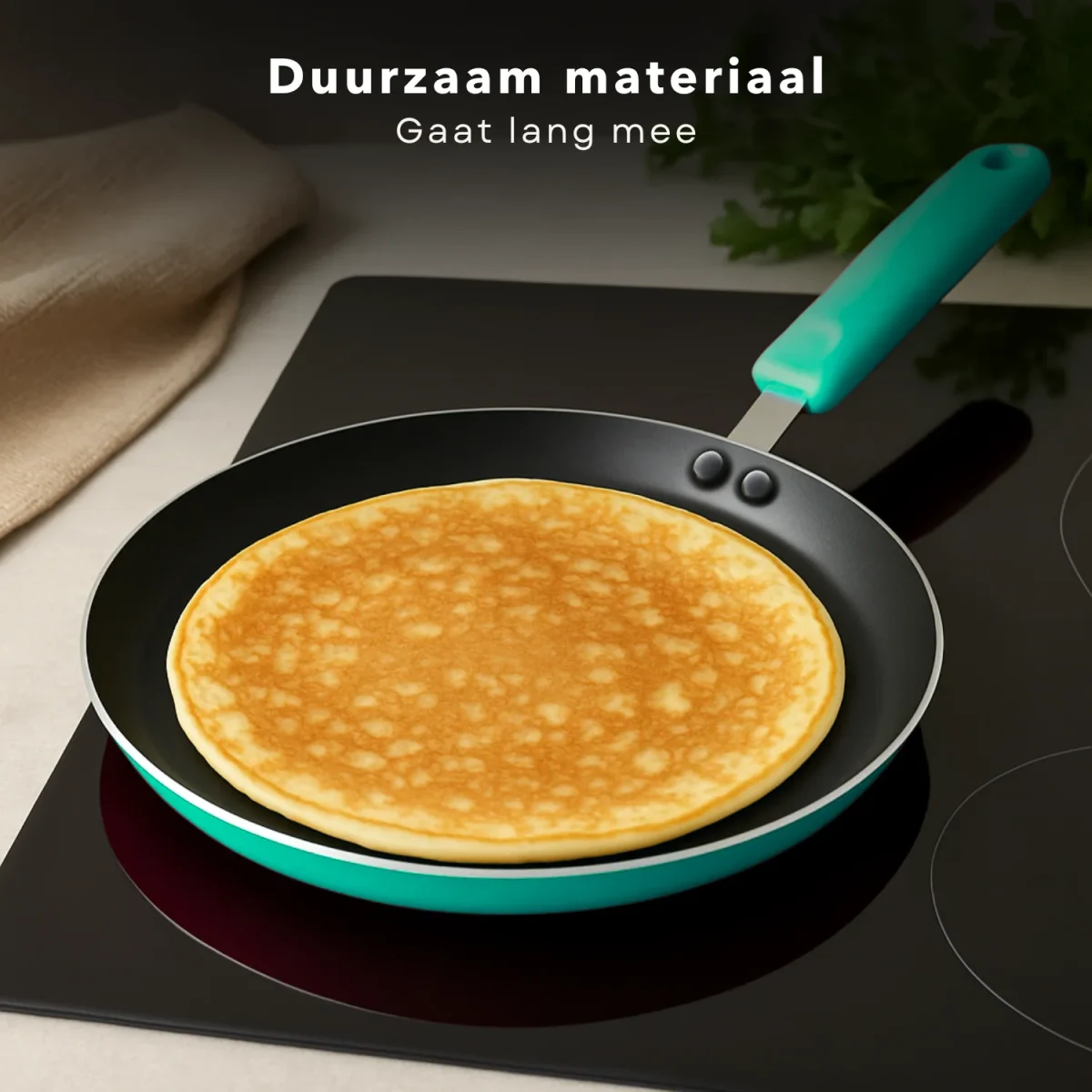 Cheqo® Pannenkoekenpan 24 cm - Koekenpan - Pan - Pan voor Pannenkoeken - PFAS Vrij - Keramisch - Inductie Geschikt - Aluminium - Afbeelding 7