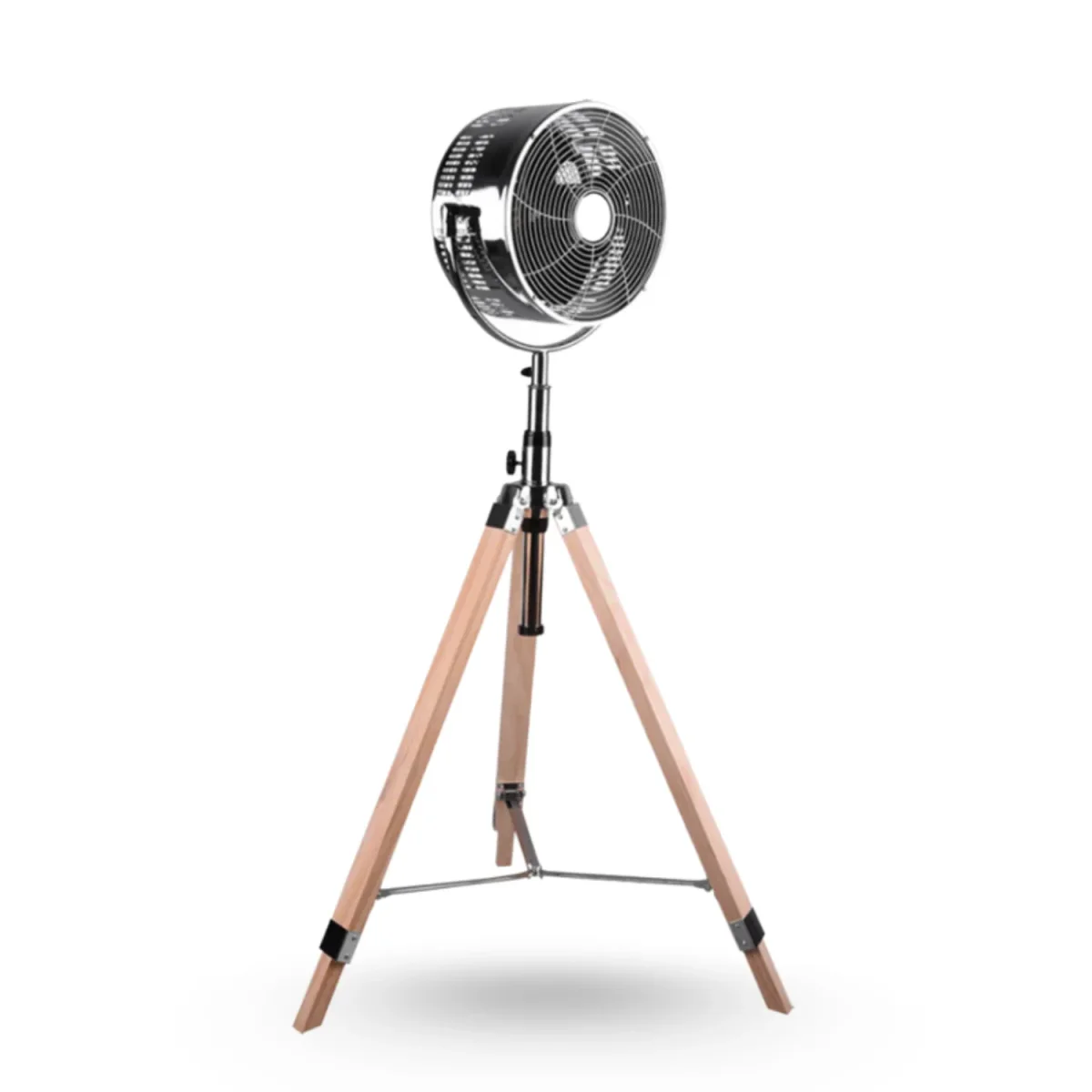 Cheqo® Statiefventilator - Ventilator op Statief - Staande Ventilator - Fan - Metaal & Hout - Verstelbaar - 80W - 85-135cm - 30cm Diameter - 3 Snelheden - Trendy Design - Afbeelding 8