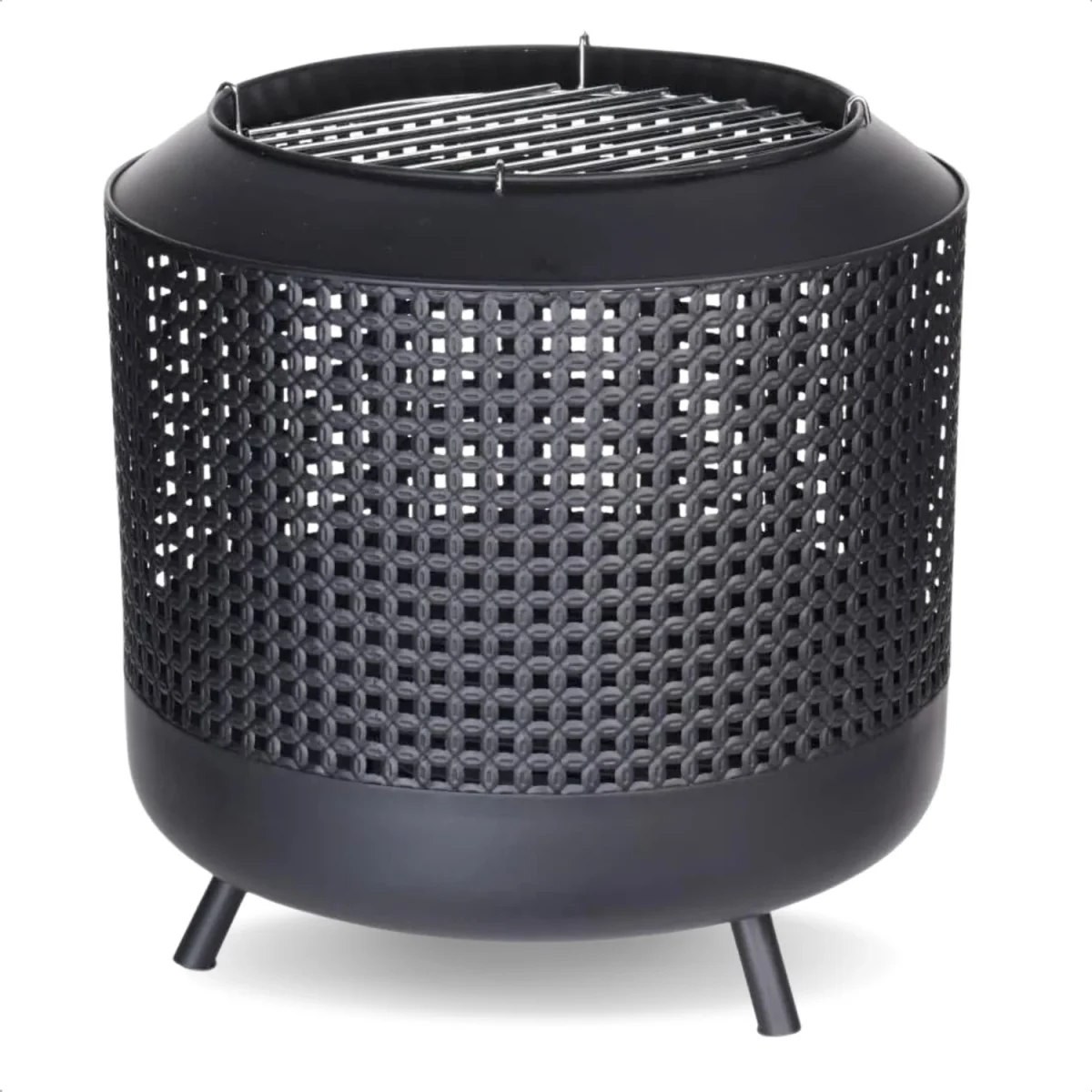 Cheqo® 2-in-1 Vuurkorf met BBQ Rooster - Barbecue - Terrashaard - Houtkachel - Tuinhaard - Terrasverwarming - Vuurkorf - Zwart - Inclusief Rooster - 51cm Hoog - 50cm Diameter - Afbeelding 7