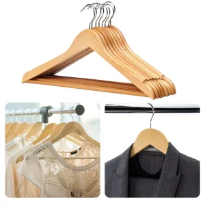 Cheqo® 8-delige Houten Kleerhanger Set - 45 cm Lengte - Perfect voor Kledingopslag - Kledinghangers - Garderobehangers - Kledingrekken