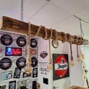 Houten hanglamp touw