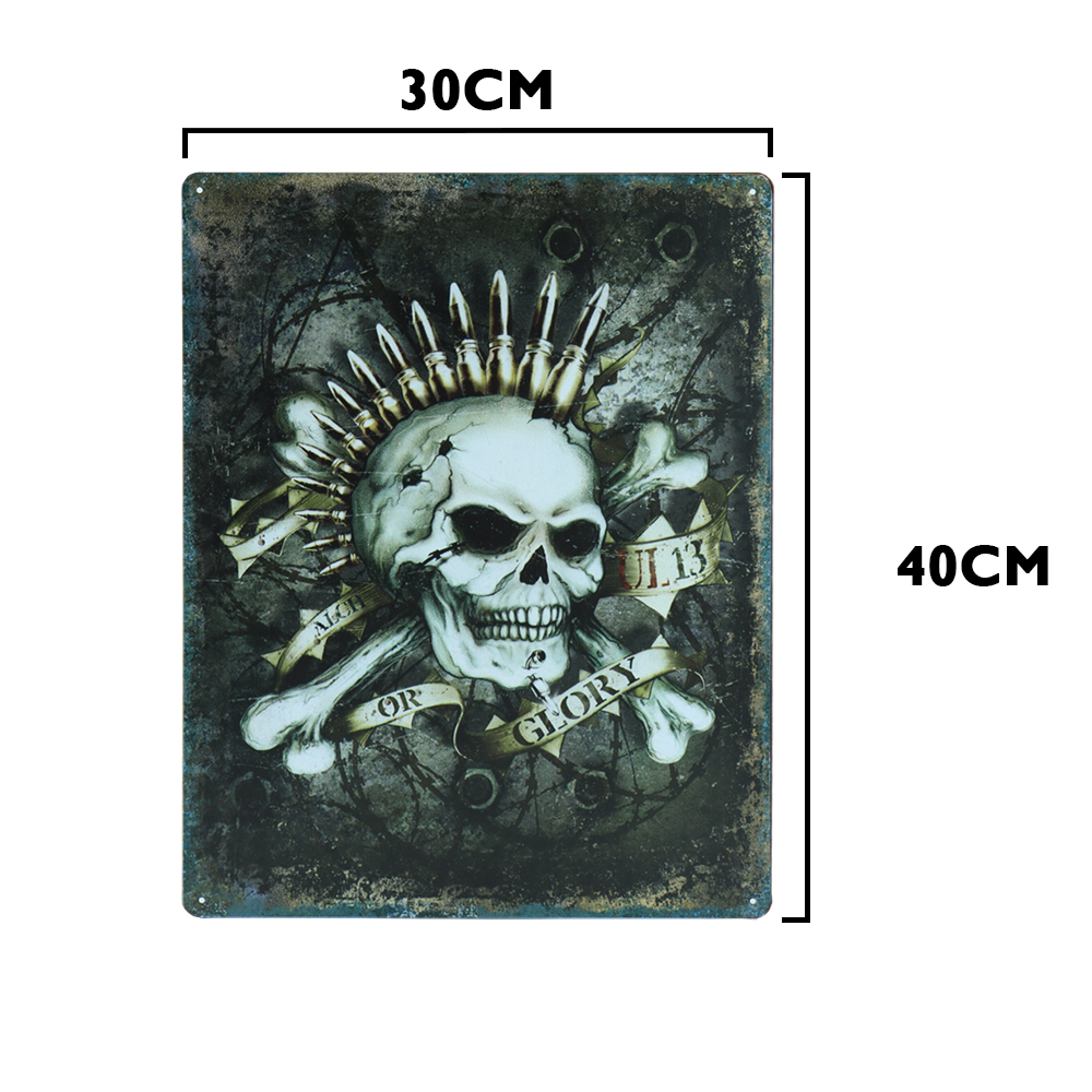 Skull glory metalen bord 30 x 40cm - Afbeelding 3
