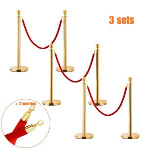 VIP Afzetpalen Goud Set – 6 Paaltjes met 5 Fluwelen Koorden