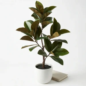 Cheqo® Kunstplant Magnolia - Kunstboom - Kunsttak - Beverboom Nepplant - Kunstbloem Bloesem - Namaak Kamerplant voor Binnen in Pot - Sierplant - Levensechte Groen Decoratie voor Woonkamer Slaapkamer en Kantoor - Boompje