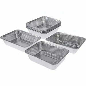 Cheqo® Aluminium Bakjes Set van 5 - BBQ - Wegwerp - Grillschalen - Bereidingsbakjes - Aluminium Schaal - Foliebakjes - Lekbakjes - Barbecue - BBQ Accessoires - Airfryer Bakjes - Ovenschaal - Vetopvangbakjes
