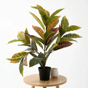 Cheqo® Kunstplant Calathea - Kamerplant - Nepplant voor Binnen - Namaakplant in Pot - Sierplant - Decoratie voor Woonkamer en Kantoor - Tropische Plant - Woondecoratie - Groen Roze