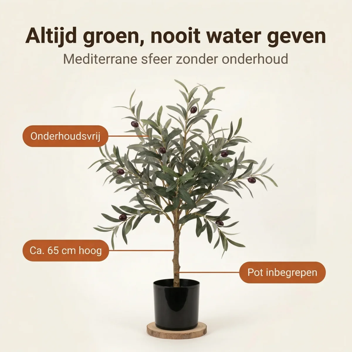 Cheqo® Kunstplant Olijfboom - Kunst Olijfboompje - Olijf Kunstplant - Nepplant - Kunstboom - Nep Olijfboom - voor Binnen - Mediterraan - Kantoorplant - Interieurboom - Decoratie - Sfeerplant - Afbeelding 3