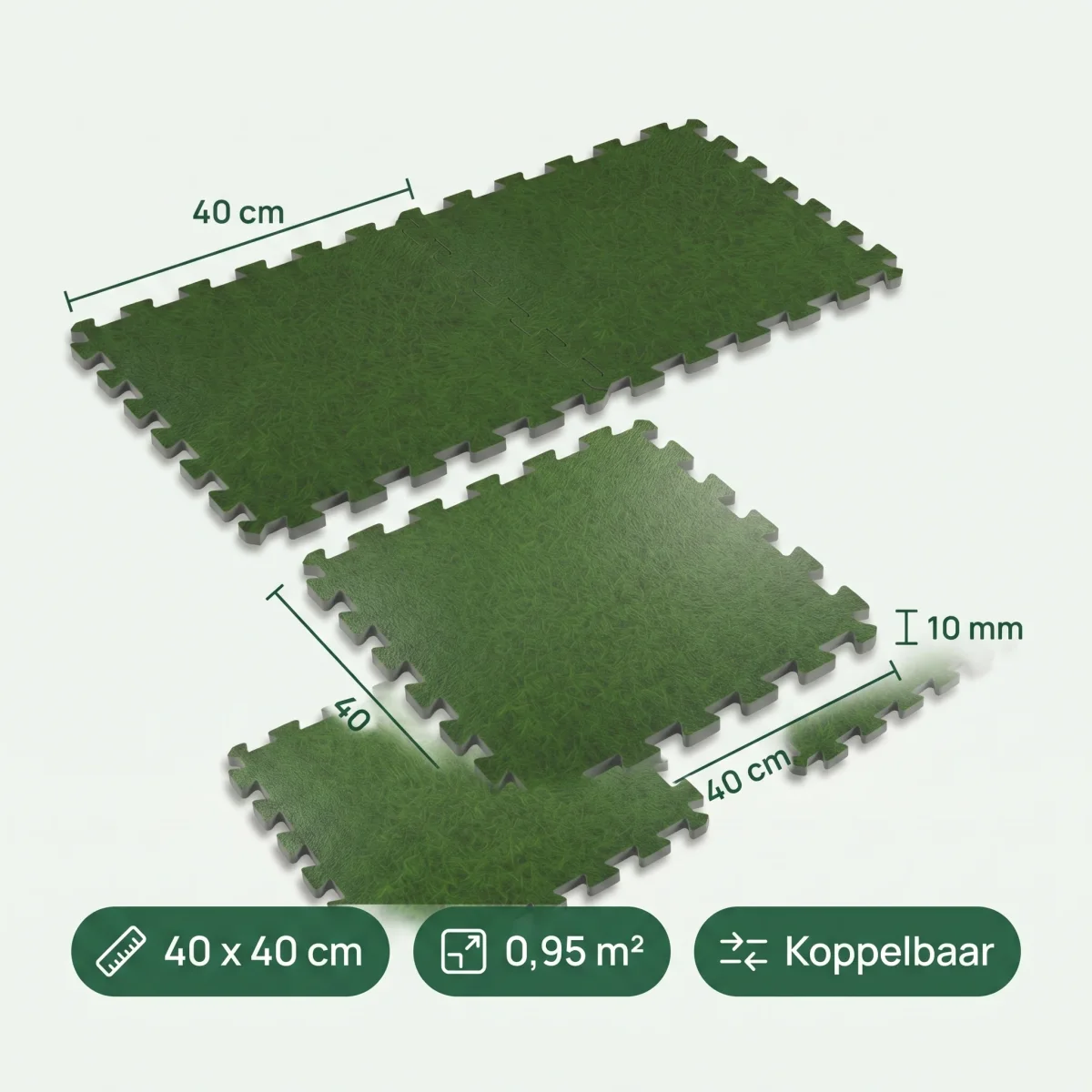 Cheqo® Vloermat Tegels Set van 6 - Grasprint - Zwembad Vloermat - Zwembadtegels - Puzzeltegels - Puzzelmat - Foam Tegels - EVA Foam - Fitness Mat - Vloertegels - Ondervloer Zwembad - Grondzeil Zwembad - Speelmat - Tuintegels - Groen - Afbeelding 6