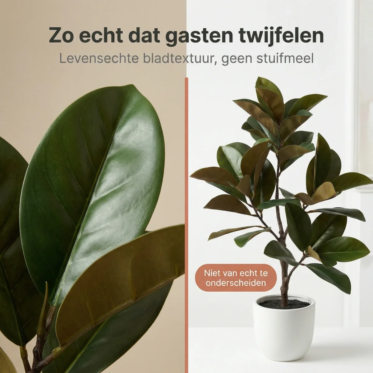 Cheqo® Kunstplant Magnolia - Kunstboom - Kunsttak - Beverboom Nepplant - Kunstbloem Bloesem - Namaak Kamerplant voor Binnen in Pot - Sierplant - Levensechte Groen Decoratie voor Woonkamer Slaapkamer en Kantoor - Boompje - Afbeelding 7