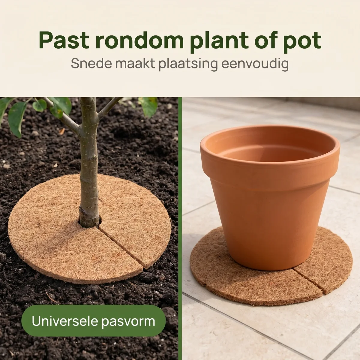 Cheqo® Kokos Plantbescherming Set van 3 - Kokosschijf - Kokosmat - Mulchschijf - Plantenbedekking - Vorstbescherming - Winterbescherming - Onkruidbestrijding - Kokosvezel - Afdekring - Vochtvasthoudend - Mulch voor Tuin - Afbeelding 7