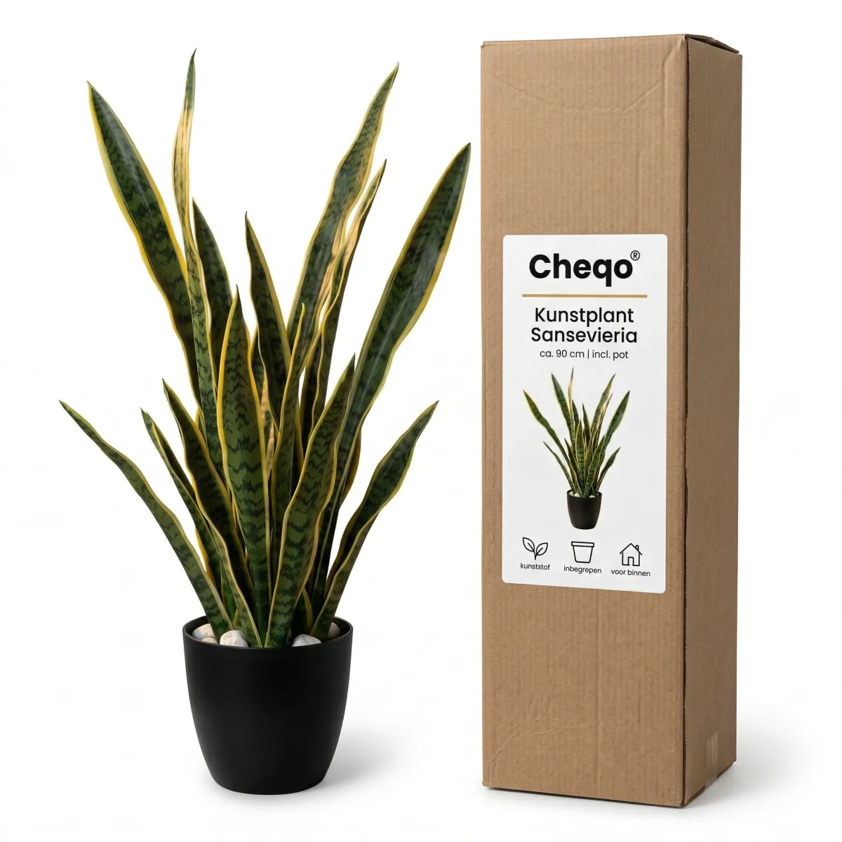 Cheqo® Kunstplant Sansevieria - Vrouwentong - Sanseveria - Nepplant - Nep Sansevieria - Kunst Vrouwentong - voor Binnen - Woestijnplant - Kamerplant - Decoratie - Kantoorplant - Sfeerplant - Afbeelding 8